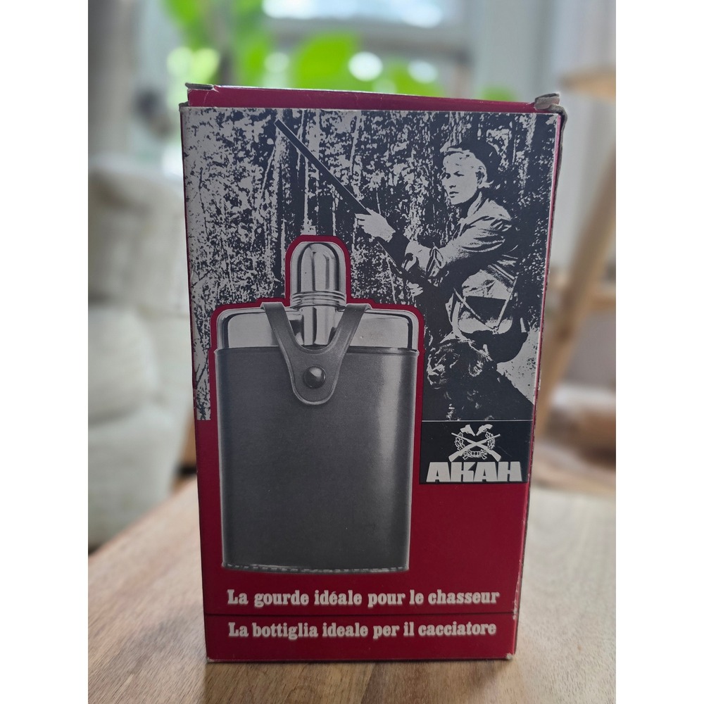 AKAH Jagerflasche Vintage Hip Flask Brown Leather Stainless Steel Hunting 78020 - Picture 3 of 16